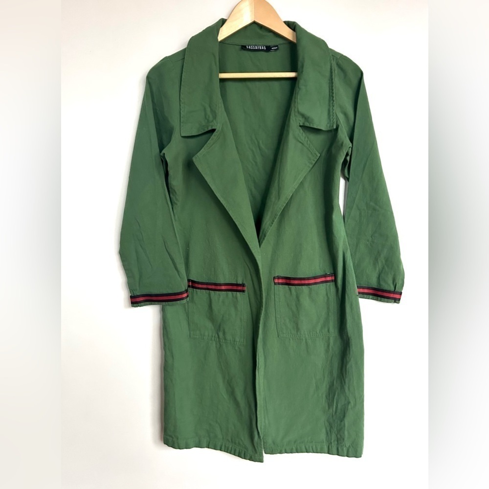SASSAFRAS Women Longline Full Sleeve Green Shrug open jacket coat medium - Picture 8 of 8